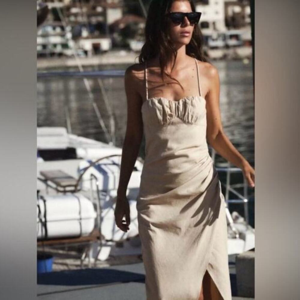 NWT Zara‎ Linen Blend Corset Dress Size Medium